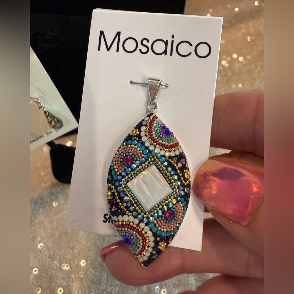 NWT Mosaico Austrian Crystal Dichroic Glass necklace & earrings 💕💕 new line! 💕💕 - Picture 6 of 13